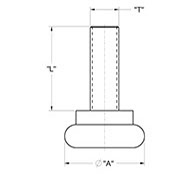 drawing of Adjustable Glide with 7/8 inch diameter Metal Bas