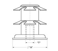 drawing of Heavy Duty Metal Threaded Insert with 2 Clips