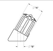 drawing of Angled Plastic Caster Socket with Steel Retaining Clip